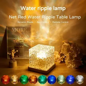 Dynamic Rotating Water Ripple Projector Night Light, LED Light Bedroom, Sensor Touch & Remote Control, Flame Crystal Lamp, Ambient Light, LED night lamp for Vibe Living Room Study Bedroom Dynamic LED Christmas Gift