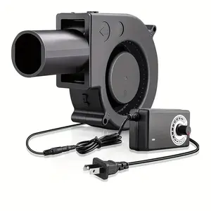 BBQ Blower Fan Turbo Blower with Adjustable Air Outlet 12V with 100V – 240V AC Plug Variable Speed Controller for Outdoor Grilling, Camping Cooking Charcoal Starter
