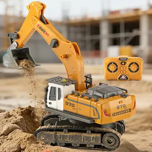 1/64 Scale Remote Control Mini Excavator Toy, Alloy Material, USB-C Rechargeable Battery, Lights & Sound Effects, Ideal Gift for Kids & Adults