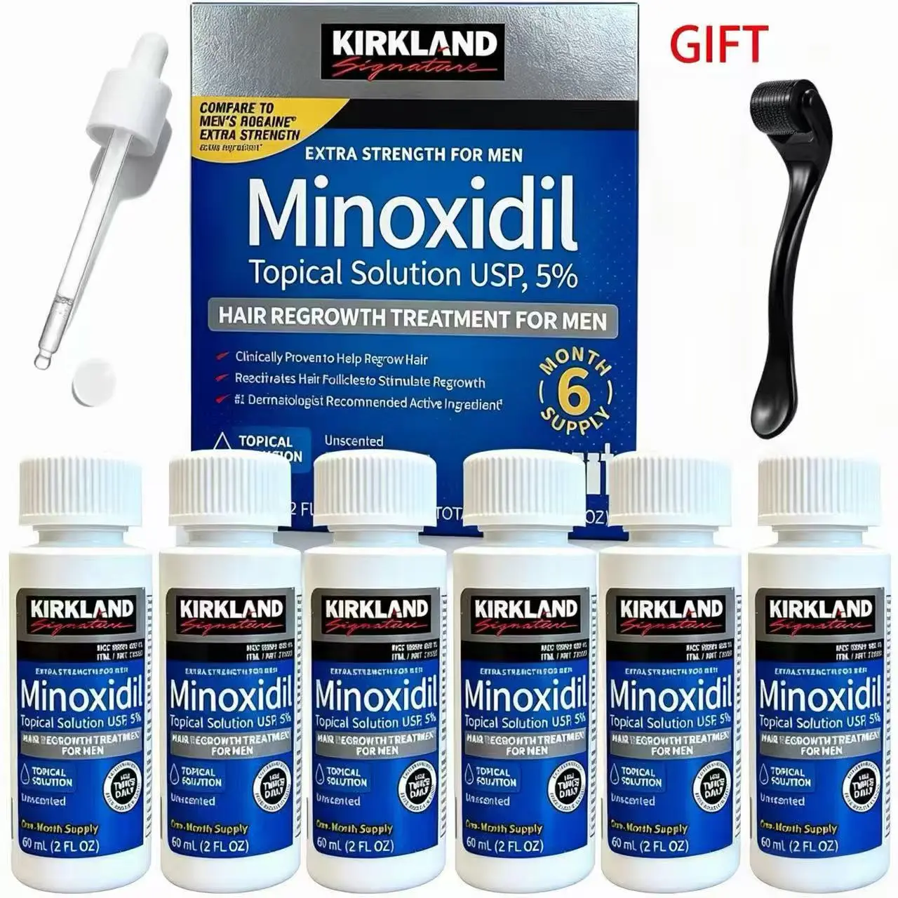 Kirkland Minoxidil 5% for Men & Women Universal Solution for Pattern Baldness & Thinning Liquid Hair Growth Booster 3-Month Supply Targets Hair Thinning at the Root, Enhances Hair Density & Supports Healthy Growth