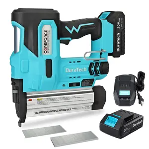 #Summervibes DURATECH 20V Cordless Brad Nailer, 18 Gauge, 2-in-1 Nail/Staple Gun for Upholstery, Carpentry, Including 2.0Ah Rechargeable Battery, 1H Quick Charger, 1000 Staples, 1000 Nails and Carrying Case