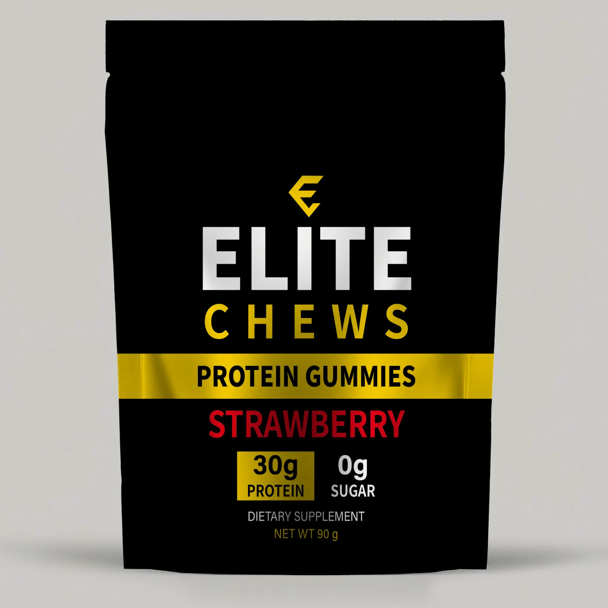 Elite Chews Gummies – Strawberry Flavor, 0g Sugar, Soft & Chewy Candy Snack (30g Protein)