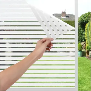 Privacy Window Film Self-Adhesive No-Glue Static Cling Stripe Pattern Frosted Window Film Decorative Privacy Glass Film for Office Home All Smooth Glass Surface (17.5 x 78.7 Inch,Stripe)