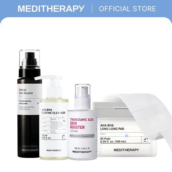 Body Smooth & Glow Intensive Renewal Full Set | Complete Korean Body Care Routine for Rough Skin, Body Acne & Dark Spots | AHA BHA Cleanser, Exfoliating Toner Pads, Retinal Serum, TXA Cream | MEDITHERAPY Official