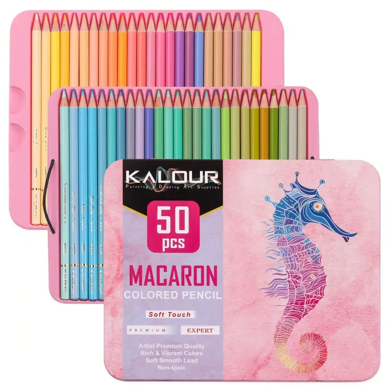 Kalour Macaron Pastel Colored Pencils,50/72colors, Artist Pencil Set, artists Soft Core Coloring Book Markers, Ideal for Drawing Sketching Shading, Coloring Pencils for Adults Beginners