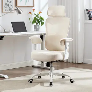 Okeysen Ergonomic Mesh Office Chair with Adjustable Lumbar & Headrest, High Back Home Office Desk Chair with 5.3” Seat Cushion, Executive Desk Chair with Wheels 360 Swivel Computer Task Chair