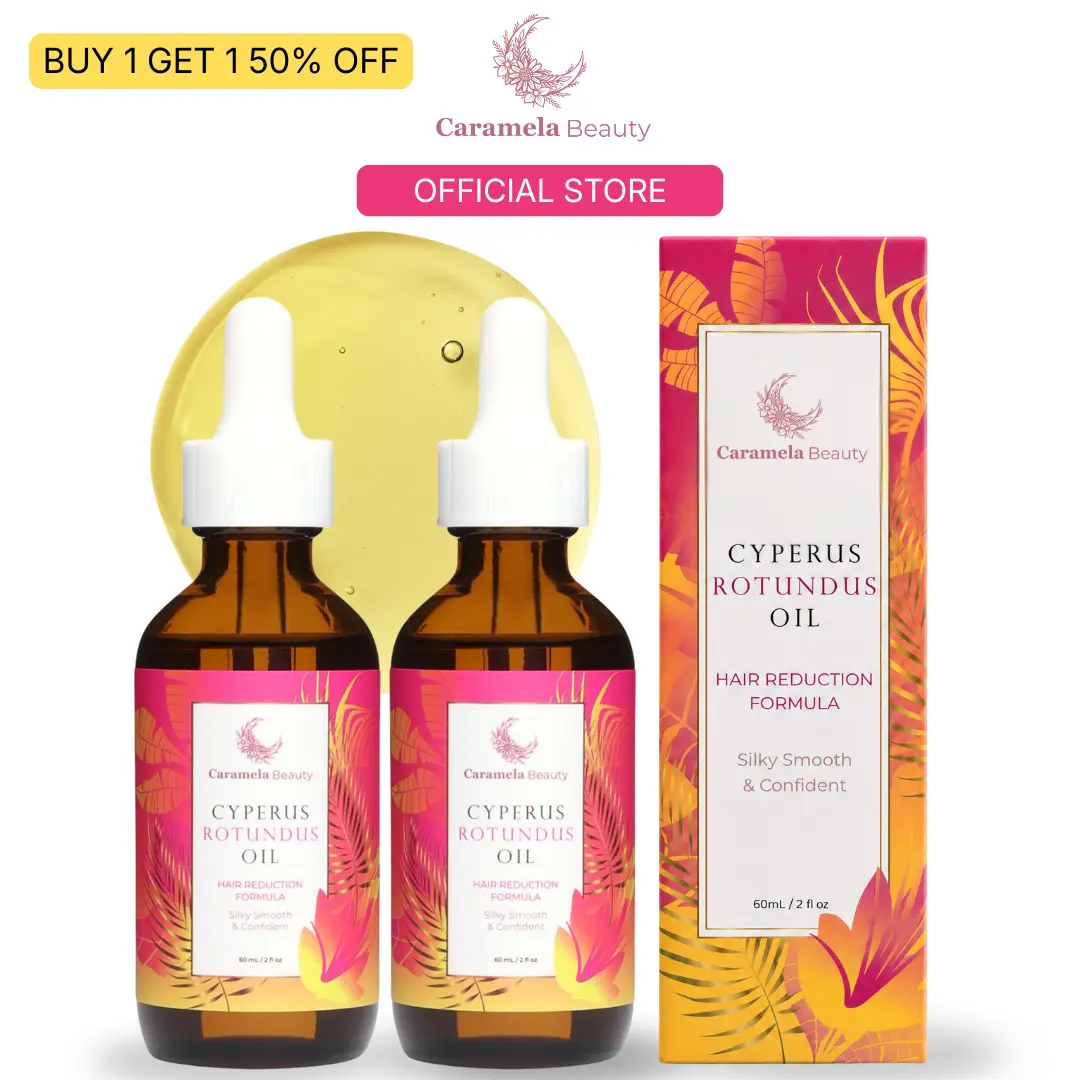 Caramela Beauty Cyperus Rotundus Oil 2-Pack, Body Care & Hair Removal Beauty Product for Smooth, Sensitive Skin, Ingrown Hair & Razor Bump Care, for Body Breakout-Prone & Strawberry Skin, 2 x 60ml / 2oz, Naturally Derived Formula