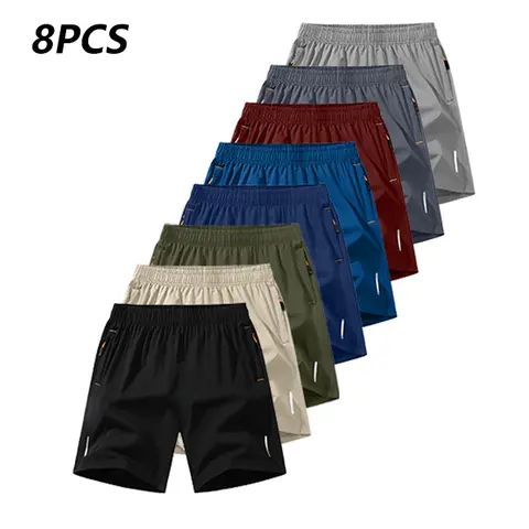 Men's Multi-Pack Shorts Combo, Lightweight and Breathable Sport Shorts for Running, Training, and Basketball - Polyester and Spandex, Solid Color, Reflective Strip, Summer Outdoor Casual Pants