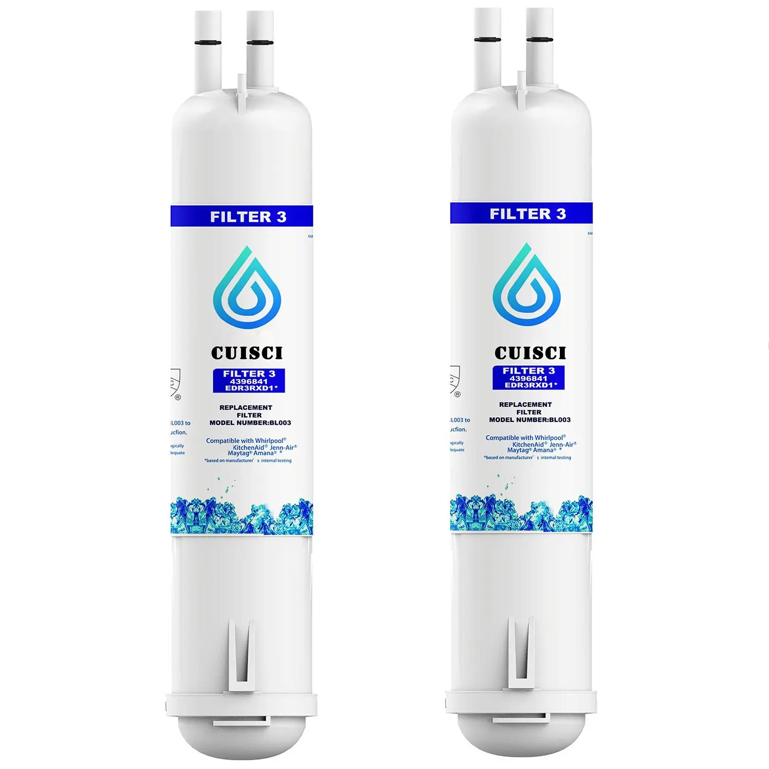 Everydrop Filter 3, EDR3RXD1 Whirlpool Water Filter Replacement for 4396841, 4396710, Kenmore 46-9083, 46-9030, Refrigerator Water Filter, 3 Filters