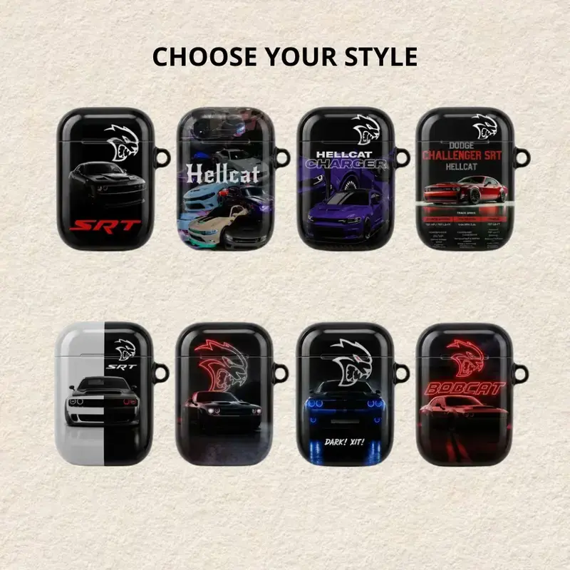 Black Racing Car AirPods Case, Sporty Muscle Car Protective Cover For AirPods Gen 1 2 3 4 Pro 1 2