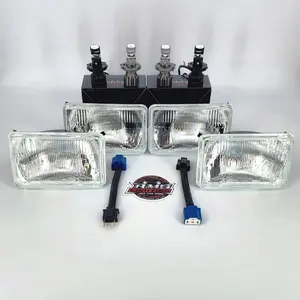 RMS3305PRO - 4x6 (Gen3) Small Square Headlight Conversion Kit with 10,000 LM H4 Mini Projector LED Bulbs & Harness Adapters