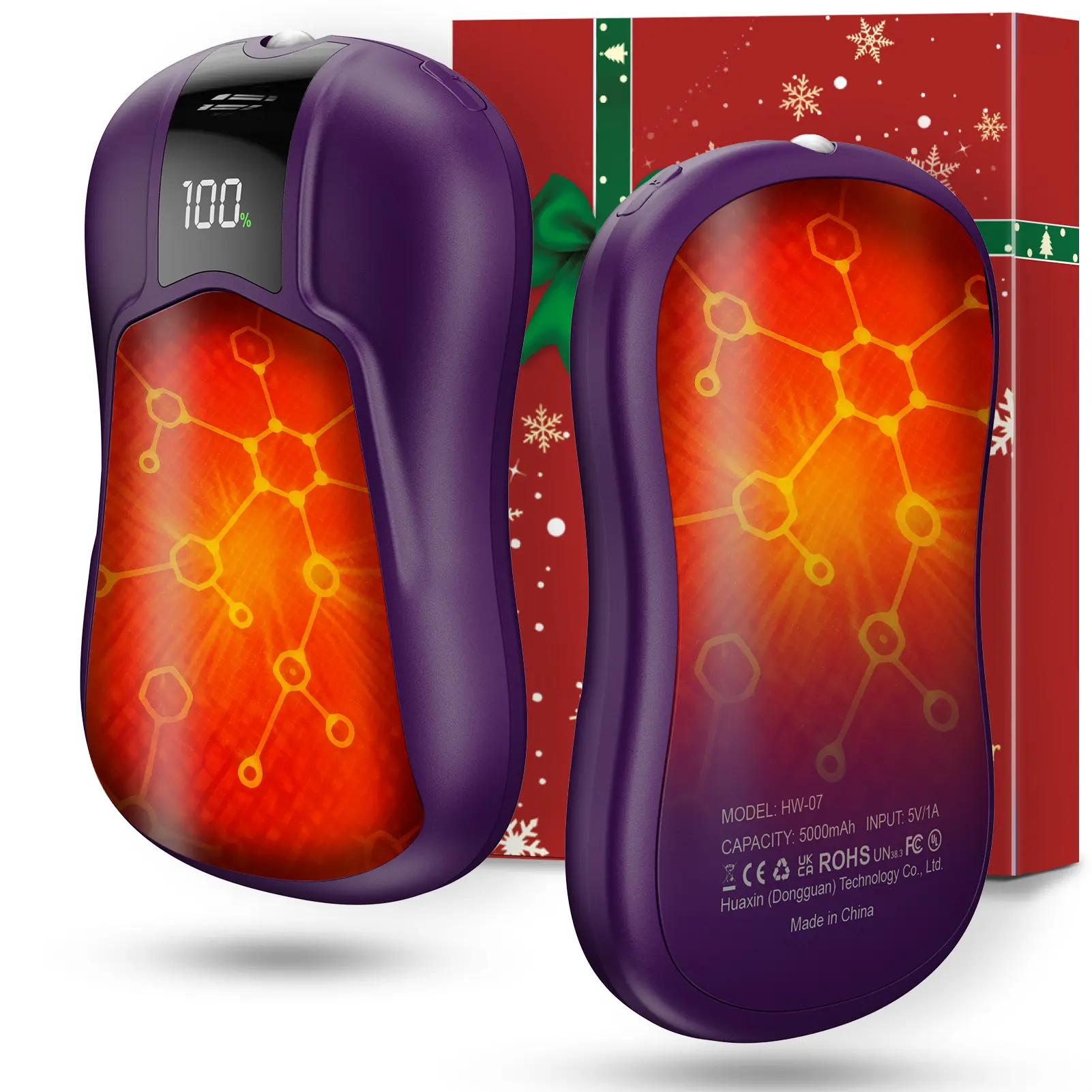 Magnetic Rechargeable Hand Warmers (2-Pack) UL-Certified with 3 Intelligent Fast Heating Gears,AI Temperature Control, Ultra-Thin & Portable Design. Suitable for Outdoor Activities (Skiing, Hunting, Golf, Camping)