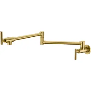 New Gold Pot Filler Faucet Wall Mount Kitchen Folding Faucet Kitchen Faucets
