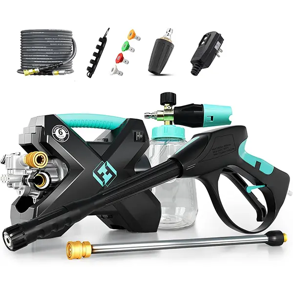 2025Pro Brushless Wall-Mount Pressure Washer with Copper Motor, 3.5-4.0 GPM Flow, Compact Portable Unit, 5 Nozzles, 1000ML Adjustable Foam Cannon, for Car Detailing, Multiple Surfaces, DIY Users, Blue, Power Washer, Garage