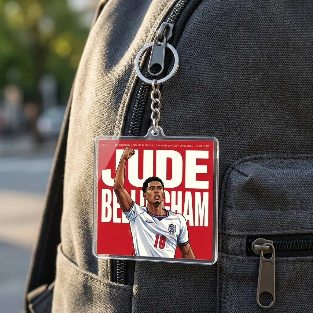 Jude Bellingham Cool Comic Style Football Player Keychain - Trendy Sports Fan Backpack Pendant