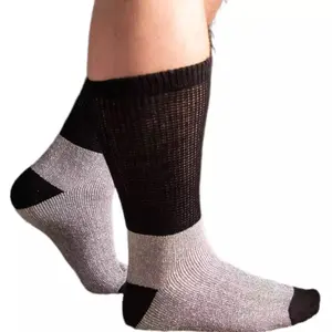 GENERATION SQUARE Men's Thermal Diabetic Crew Socks (12 Pairs) - Size 10-13, Casual Stylish Menswear, Non-Binding Cushioned Loose Fit, Thick Warm Plain Black, Cotton-Acrylic Breathable Fabric, Hand Wash Only