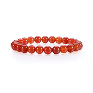 Cherry Tree Collection | Stretch Bracelet | 8mm Beads (Deep Orange - Red Agate)
