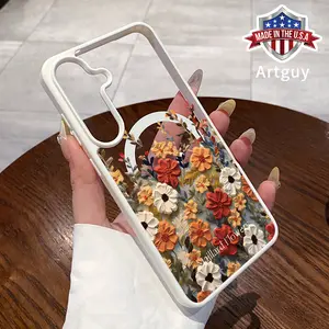 Magnetic Phone Case for Samsung Galaxy S24 Plus S25 Ultra S23 FE Ultra S22+ Art Oil Painting Flower Cluster Pattern TPU Shockproof Anti-Scratch Stylish Smartphone Cover