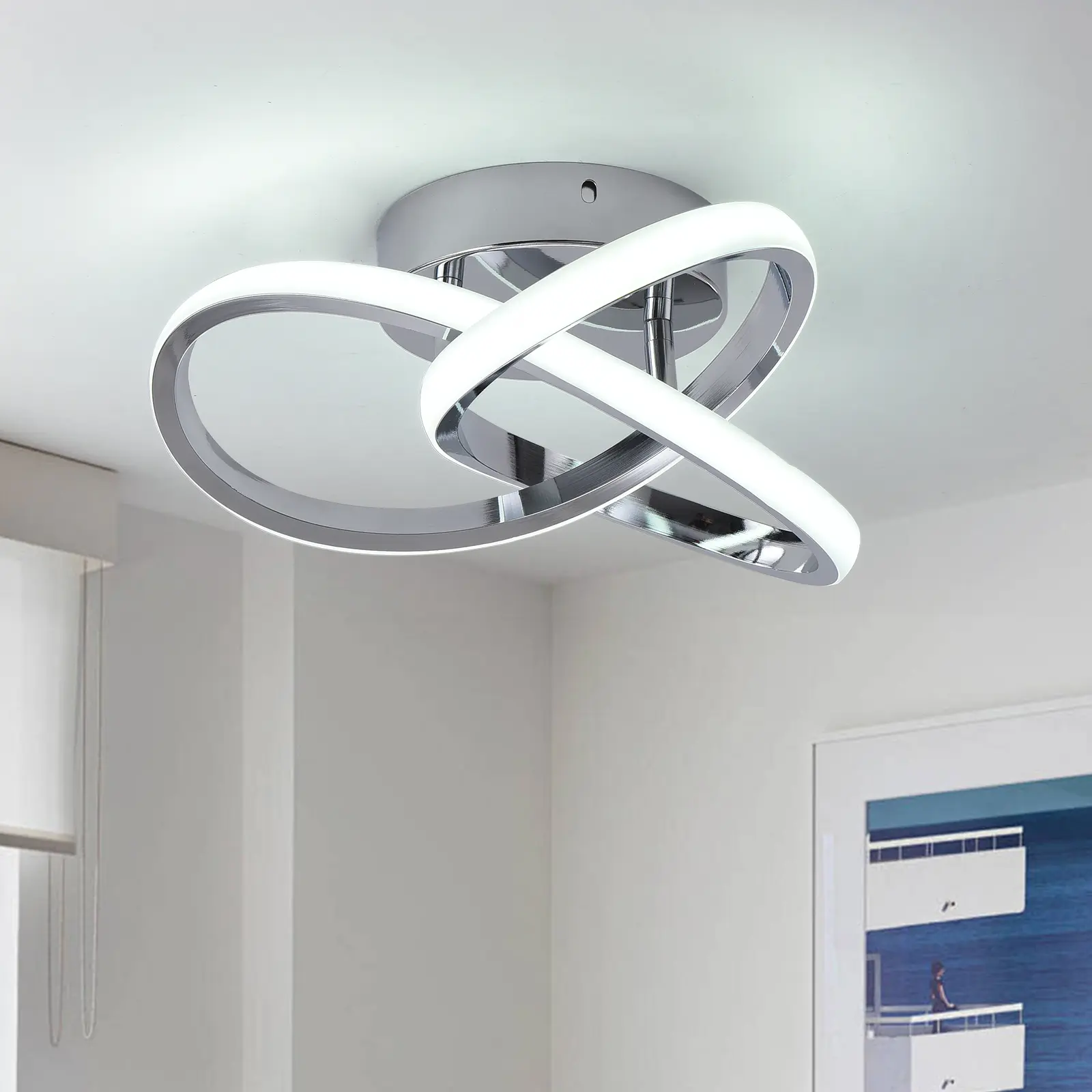 Garwarm Modern 20W LED Ceiling Light,Semi Flush Mount Chandelier, Hallway Light,Kitchen Led Lights Fixtures for Foryer Bedroom Garage Bathroom Balcony Corridor Stair Aisle Lamp Home Interior