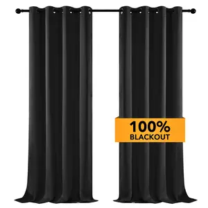 Total Blackout(100%) Curtains (2 Panels) - Deconovo Noise Reducing Drapes with Doubled Layer for Living Room & Bedroom curtain livingroom curtain