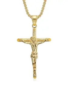 23 Inch Jesus Crucifix Pendant Necklace for Men & Women, Cross Charm Necklace, Stainless Steel Jewelry for Party, Daily Clothing Decor, Trendy All-match & Exquisite Jewelry for Birthday Gift