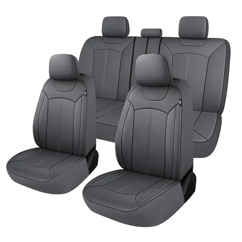 For Toyota RAV4 Car Seat Covers PU Leather Full Set Front and Rear 40/60 Split Bench Seat Protectors Universal Fit for Most Vehicles Sedans SUVs