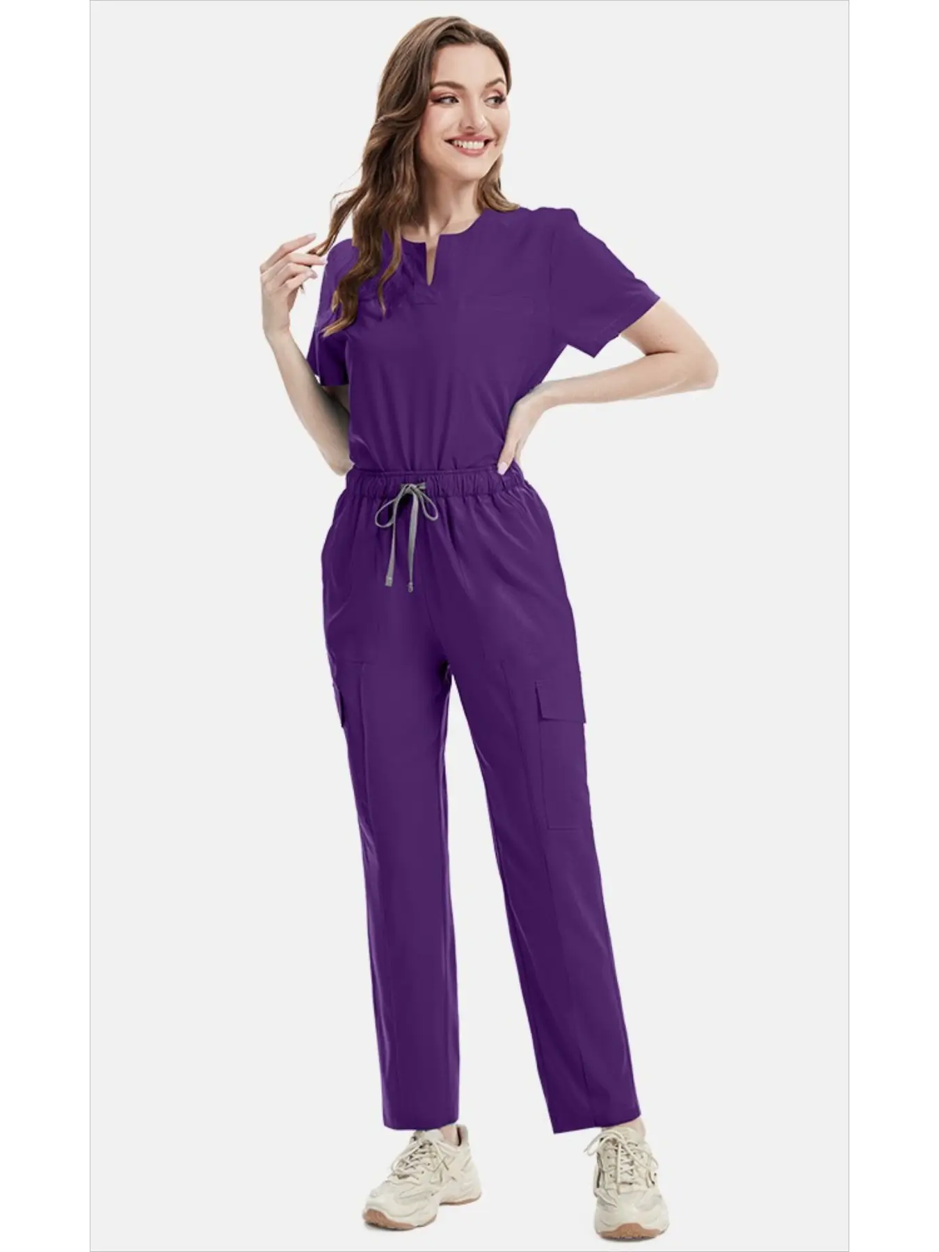 New Men's and Women's Thin Straight-leg Pants Casual and Comfortable Loose Stretch Quick-drying Doctor Nurse Overalls Two-piece Set