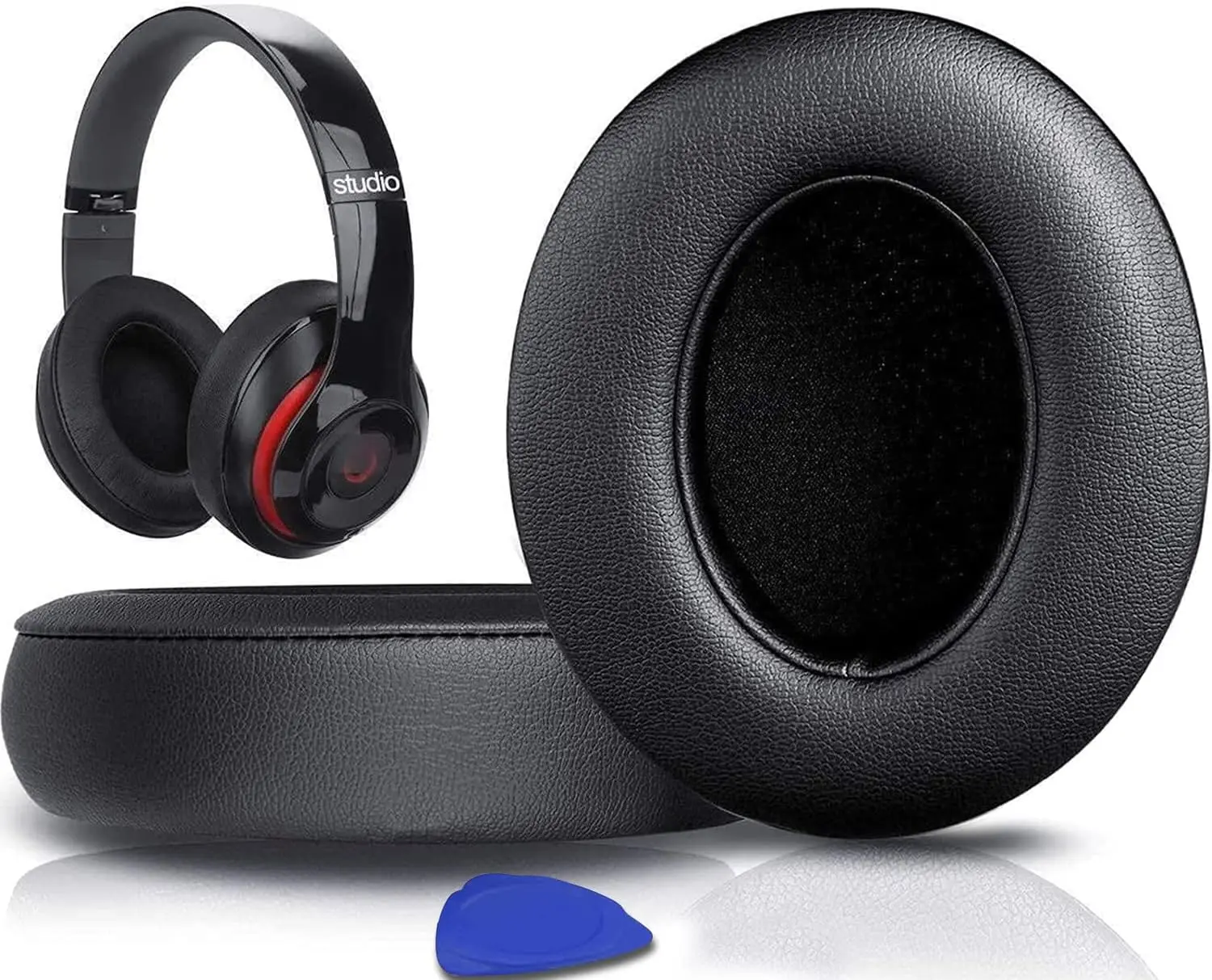 Upgraded Replacement Ear Pads Cushions for Studio 2.0 & 3 Wired Over-Ear Headphones - Luxury Personalized Accessories with Soft Protein Leather, Noise Isolation Memory Foam (Black)