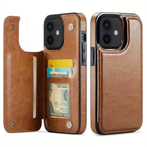 Wallet Phone Case Featuring Holder for iPhone 17 16 15 14 Plus 13 12, Faux Leather with Kickstand, Card Slots, Double Magnetic Clasp, Sturdy Shockproof Cover, Wallet Type Phone Mobile Cases for iPhone 17 Pro Max