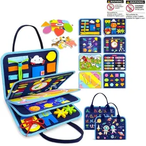 Montessori Busy Board, Educational Activity Development, Sensory Board, Fine Motor Skills, Travel Toy, Gift for Boys & Girls, Preschool Busy Board