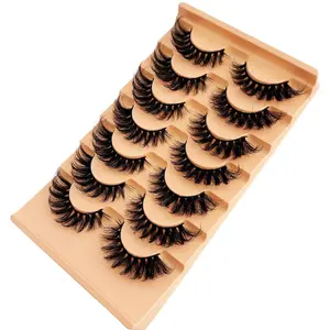 Mink Lashes Wispy Cat Eye Lash 16MM Full Volume Fluffy False Eyelashes Look Like Extensions Thick Soft D-Curly Fake Eyelash 7 Pairs Pack