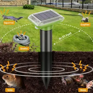 Outdoor Ultrasonic Rodent Repeller Solar Powered, Drives Mice, Rats, Snakes Away, Ideal for Gardens, Orchards, Vegetable Patches