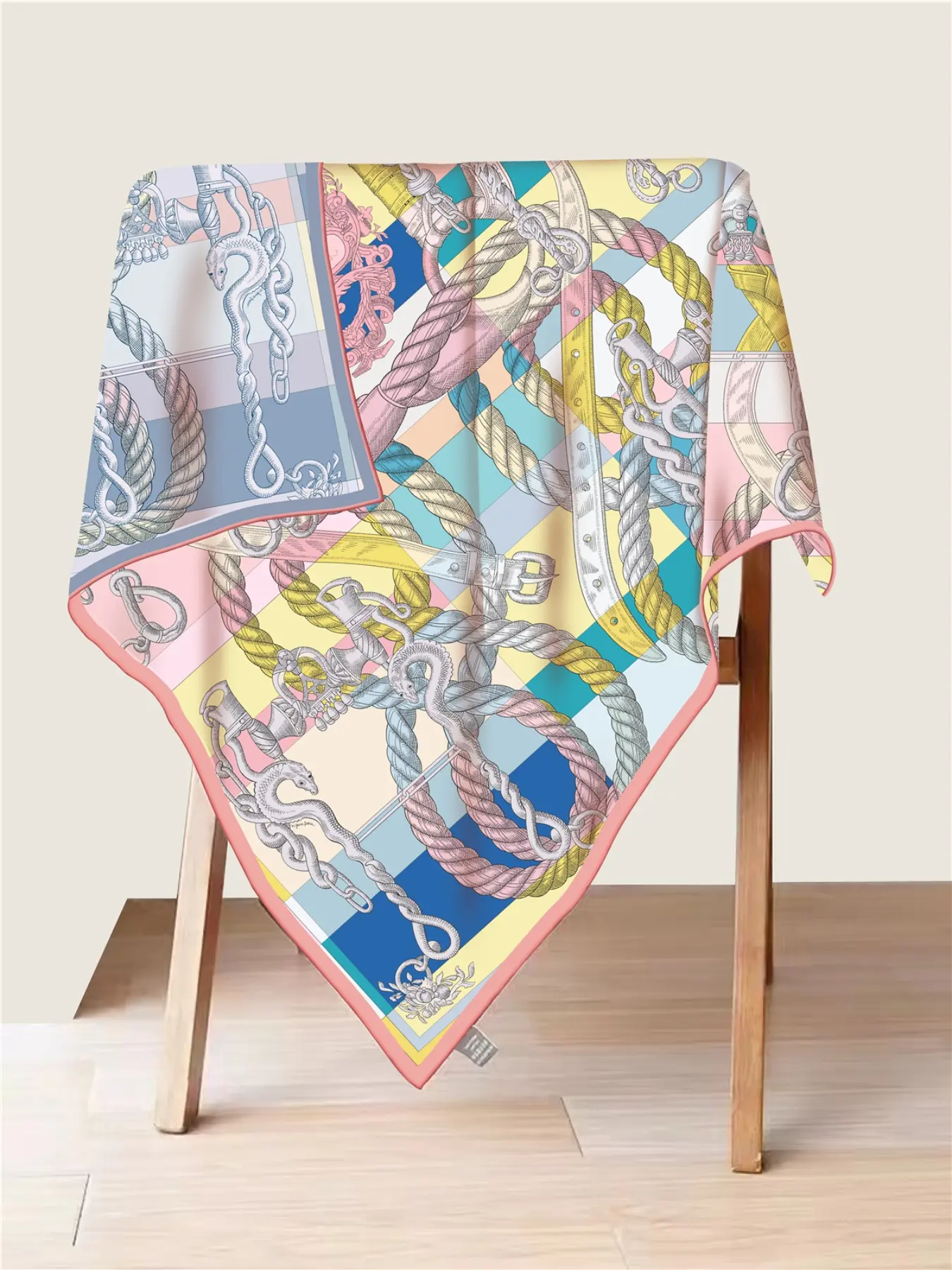 90cm Double-sided Two-tone Scarf for Women, Hand-rolled Hem, High-end Square Shawl