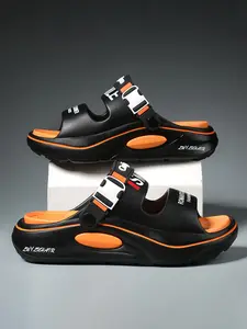 Unisex Letter Patched Design Slides, Casual Comfortable Non-slip Slides for Indoor Outdoor Wear, Summer Beach Slippers for Men & Women, Walking Shoes, Anti Slip Slippers