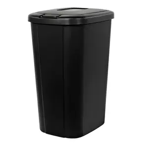 13.3 Gallon Trash Can, Plastic Touch Top Kitchen Trash Can, Black Bin Matte