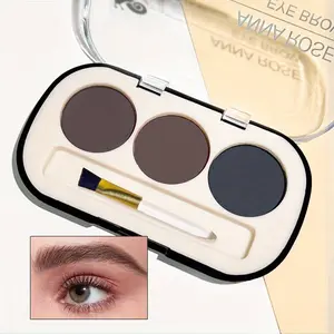 1pc The Three-color Eyebrow Powder Is Matte and Does Not Fly Powder, Waterproof and Sweatproof Eyebrow Powder Palette with Brush - Matte 3-Color Set for Natural 3D Brow Makeup, Easy To Apply, Long-Lasting for Normal Skin Eyebrow Makeup Products