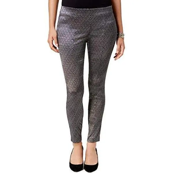 Alfani $75 Womens New 1225 Silver Textured Casual Pants 14 B+B