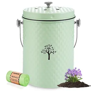 Countertop Compost Bin Kitchen，Odorless Indoor Compost Bin with Lid Bucket Filter