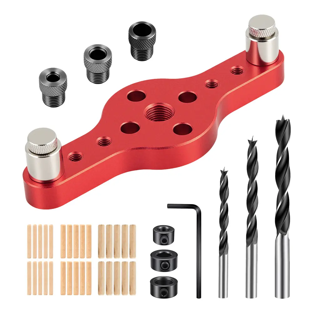 Aluminum Drill Guide Jig with Anti-Corrosion Coating - Drill Guide for Straight Holes, Lightweight Multi-Hole Woodworking Template, Includes 3 Fixing Screws