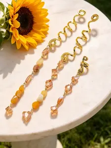 3-Pack Snake Spiral Hair Coils with Crystal Pendants, Bohemian Hair Accessories for Dreadlocks, Stylish Beaded Charms for Braids
