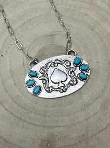 Spade and Faux Turquoise - 18 inch necklace