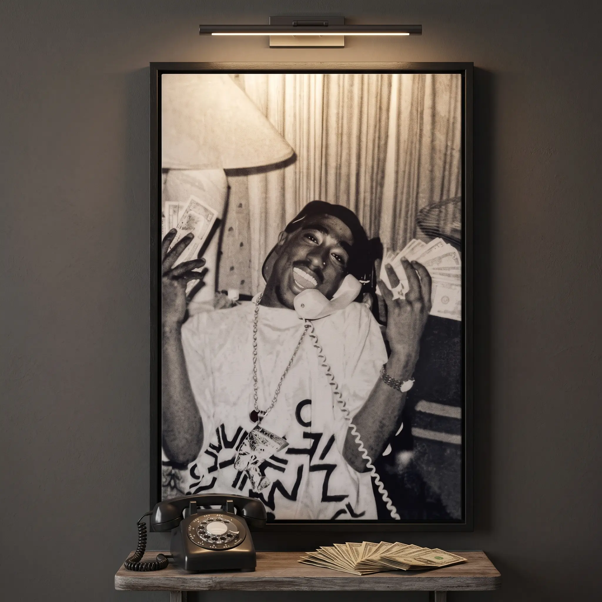 Tupac Shakur Black & White Street Photo Poster, Hip Hop Legend 90s Rap Icon Urban Home Decor Print