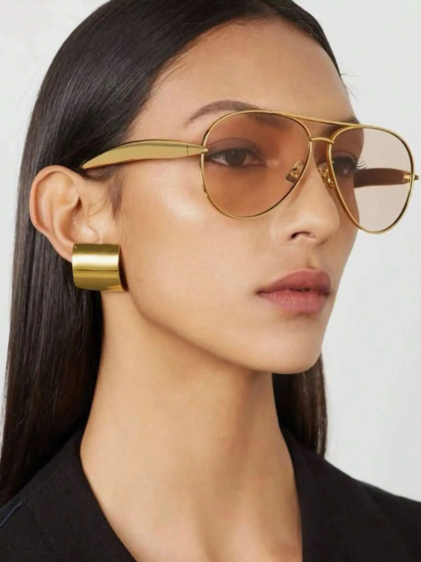Retro and high-end double-beam toma-shaped glasses with metal temples, Metal Frame Material, street style trendy casual aviator glasses, Stylish Glasses, suitable for daily wear and holiday accessories for both men and women, Metal Frame Aviators