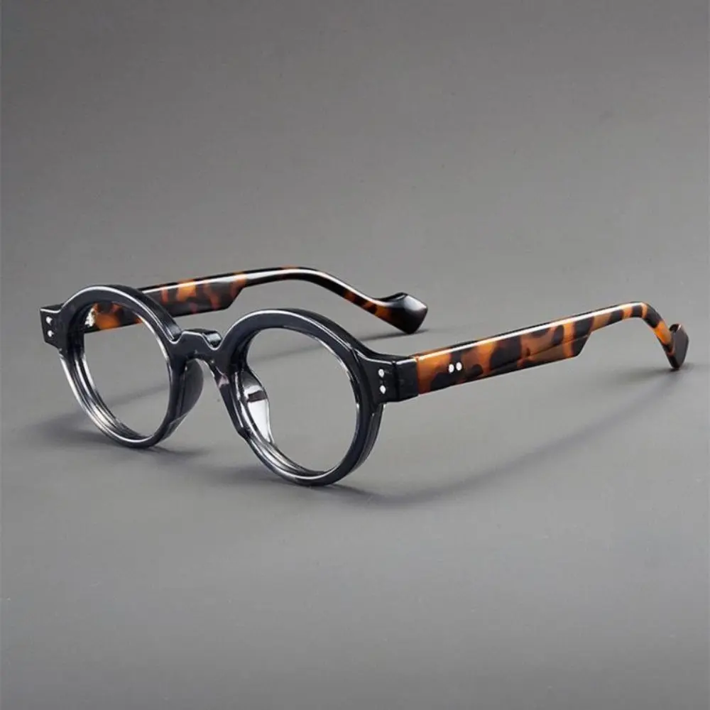 Women's 2025 New Retro Small Round Frame Blue Light Glasses - Anti-Blue Light Lens, Trendy Color Block Rice Grain Design, Lightweight Non-Prescription Eyewear for Daily Work & Study