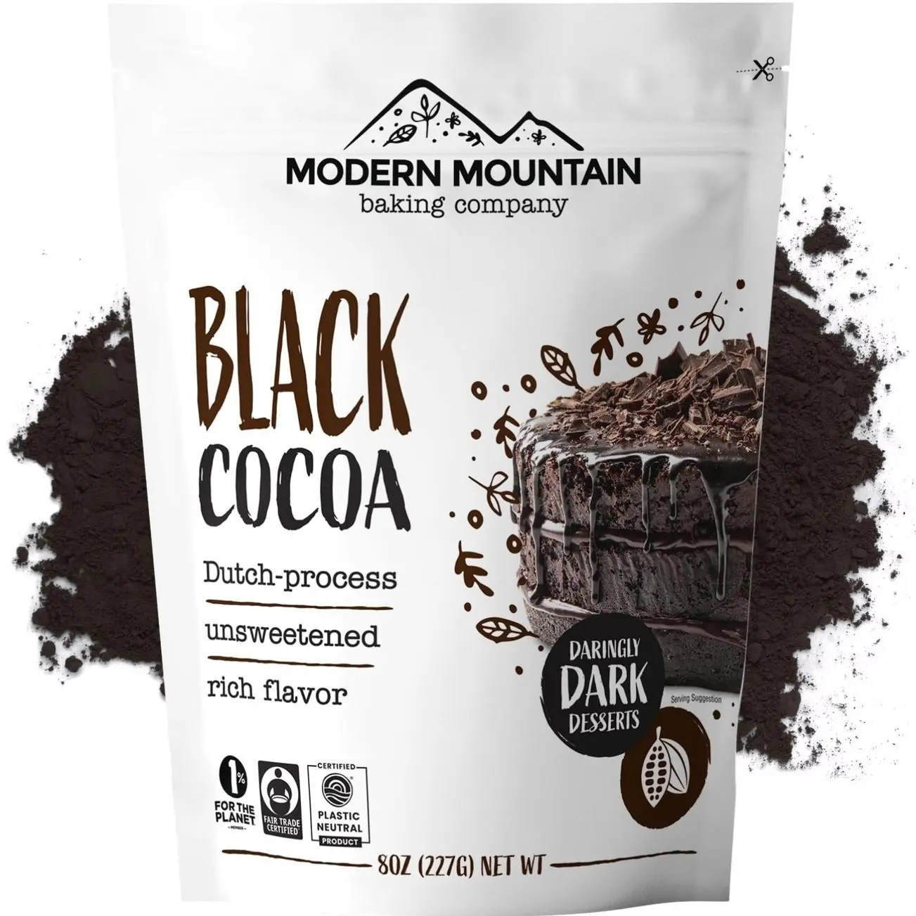 Black Cocoa Powder (8 oz) Bake the Darkest Chocolate Baked Goods, Achieve Rich Chocolate Flavor, Natural Substitute for Black Food Coloring, Dutch-Processed Cocoa Powder, Unsweetened, Extra Dark, Fair Trade Certified