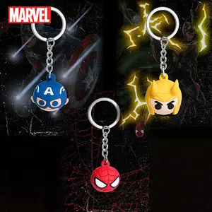 1PC Marvel Officially Licensed Spider Man Captain America Loki Ball Keychain Keyring Creative Cute PVC Keychain Superhero Key Charm Backpack Ornament Key Bag Decoration Small Gifts