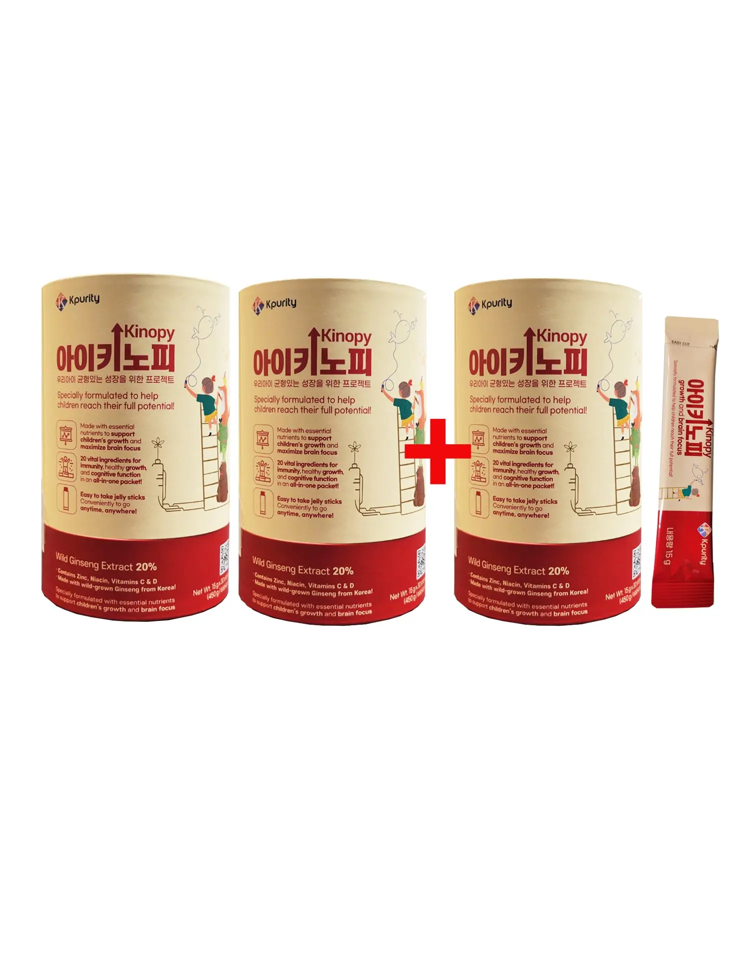 [2+1] 3 Boxes of iKinopy Children's Growth Wild Ginseng Jelly Sticks( 만 2세부터-만 17세까지)Exp:2026/11/26
