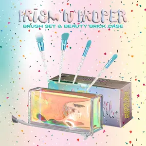 [Made by Mitchell] Holographic Prism ’N’ Proper | 4-Piece Makeup Brush Set with Beauty Brick Case, Makeup Brushes Kit