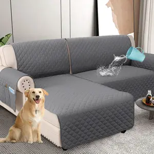 PrimeBeau 100% Waterproof Sectional Couch Covers 2-Piece Couch Cover L Shape Sofa Covers Washable for Dogs Non Slip (Loveseat）