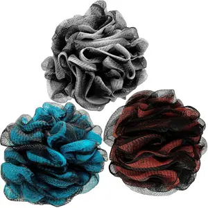 Loofah Bath Shower Sponge Body Scrubber,Extra Large 75g XL Exfoliate Mesh Pouf Shower Bouquet,3 Pack Body Wash Bamboo Set